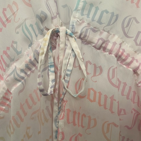 NWOT Juicy Couture Logo Pastel Pink Sheer Flowy Silky Kimono Beach Coverup - Picture 11 of 11